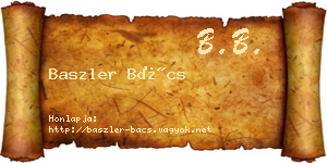 Baszler Bács névjegykártya